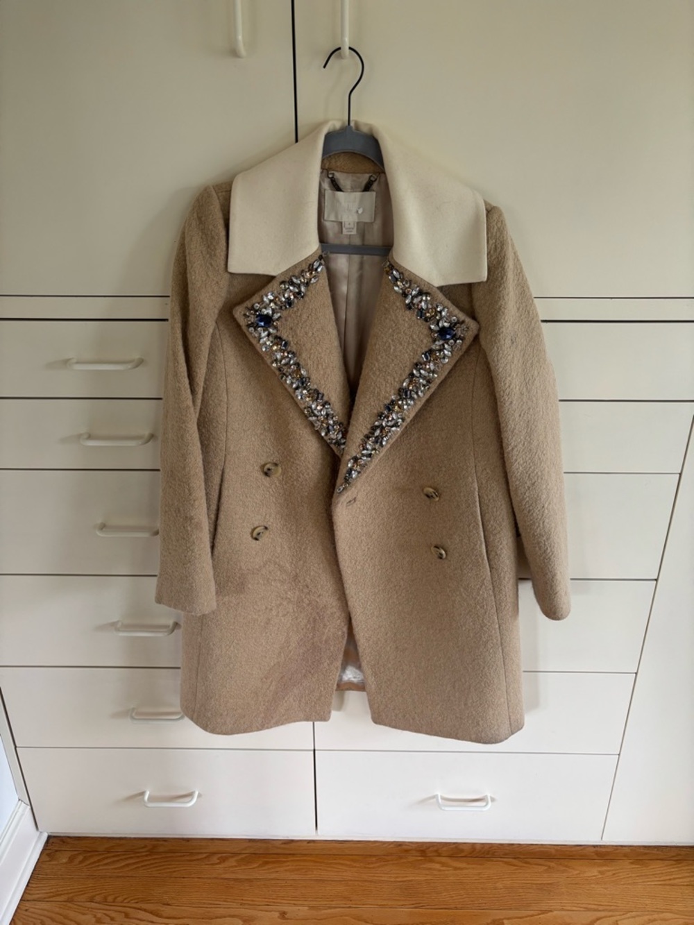 J. Crew Collection Wool Blend Double-Breasted Coat with embellished collar - Picture 2 of 8